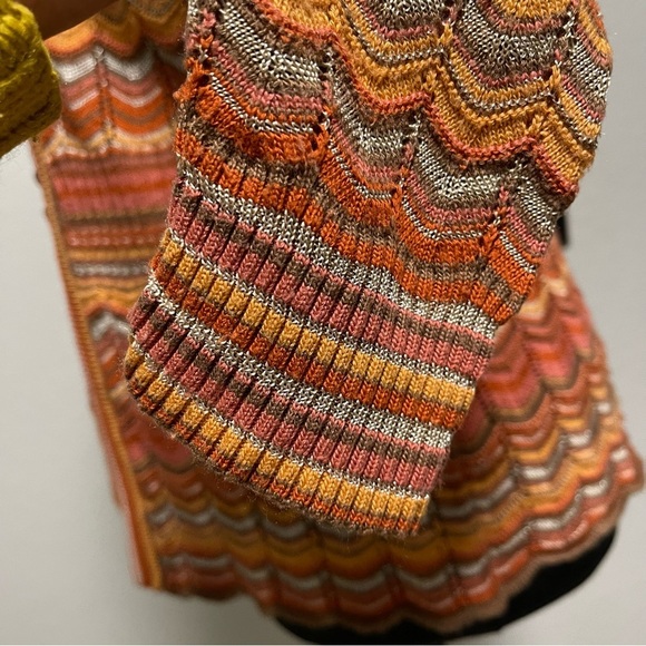 Ruby Rd. Multicolor Striped Scalloped Bottom Women's Boho Cardigan Size Small - Picture 4 of 8